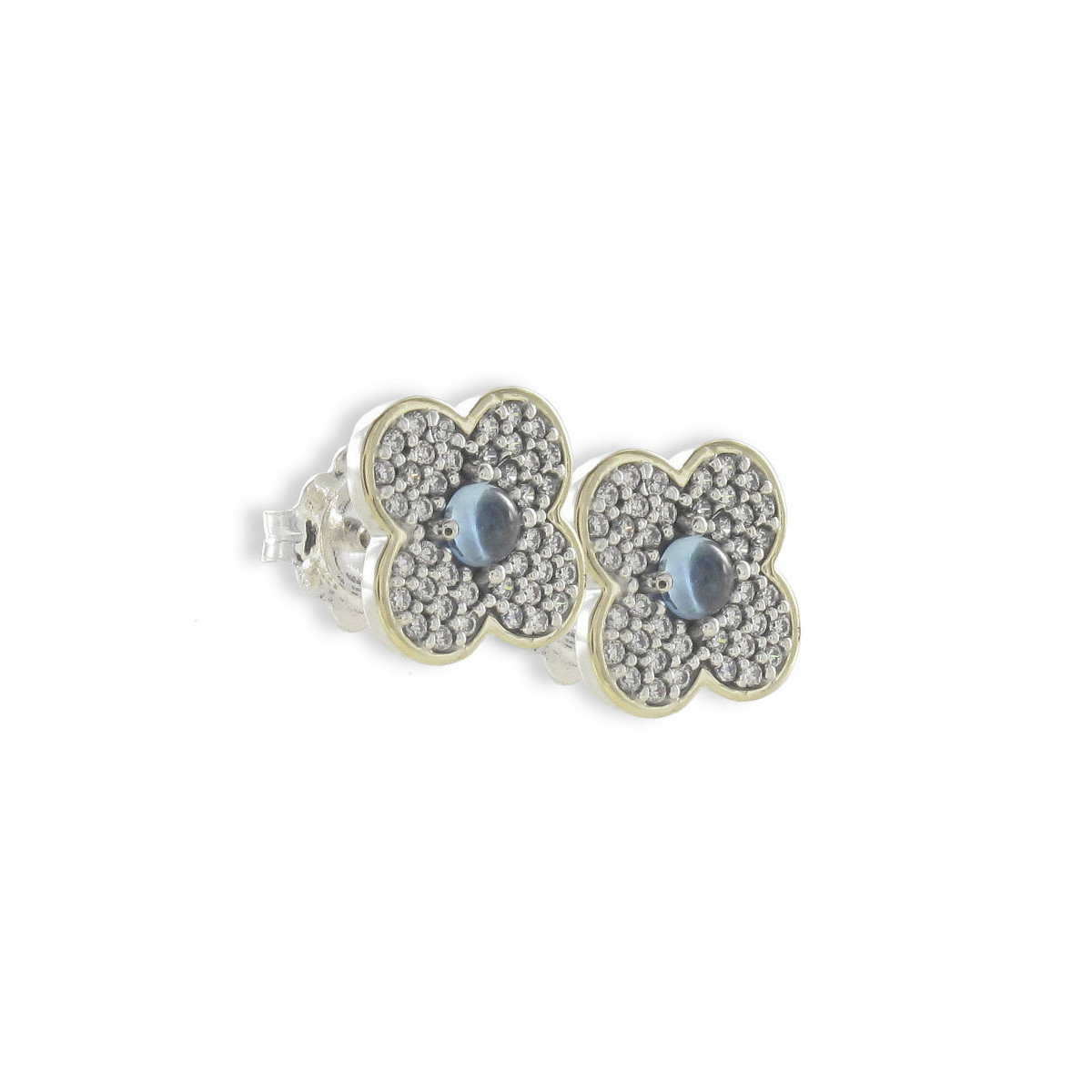 PENDIENTES TRÉBOL PLATA Y ORO