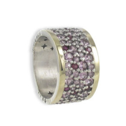 WIDE PAVÉ RING WITH PINK STONES