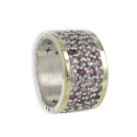 WIDE PAVÉ RING WITH PINK STONES