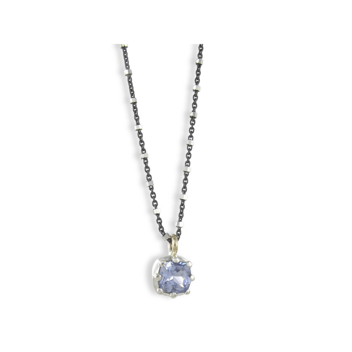 COLLAR PLATA Y ORO TOPACIO AZUL