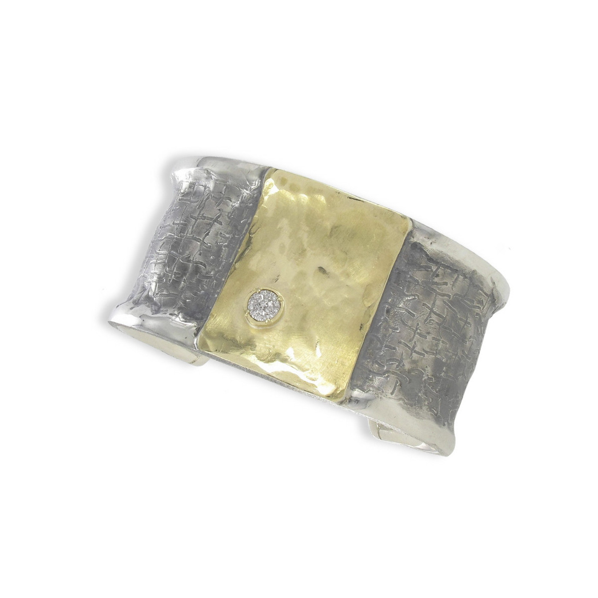 PULSERA PLATA Y ORO CON DIAMANTES