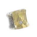 ANILLO PLATA Y ORO CON 7 DIAMANTES