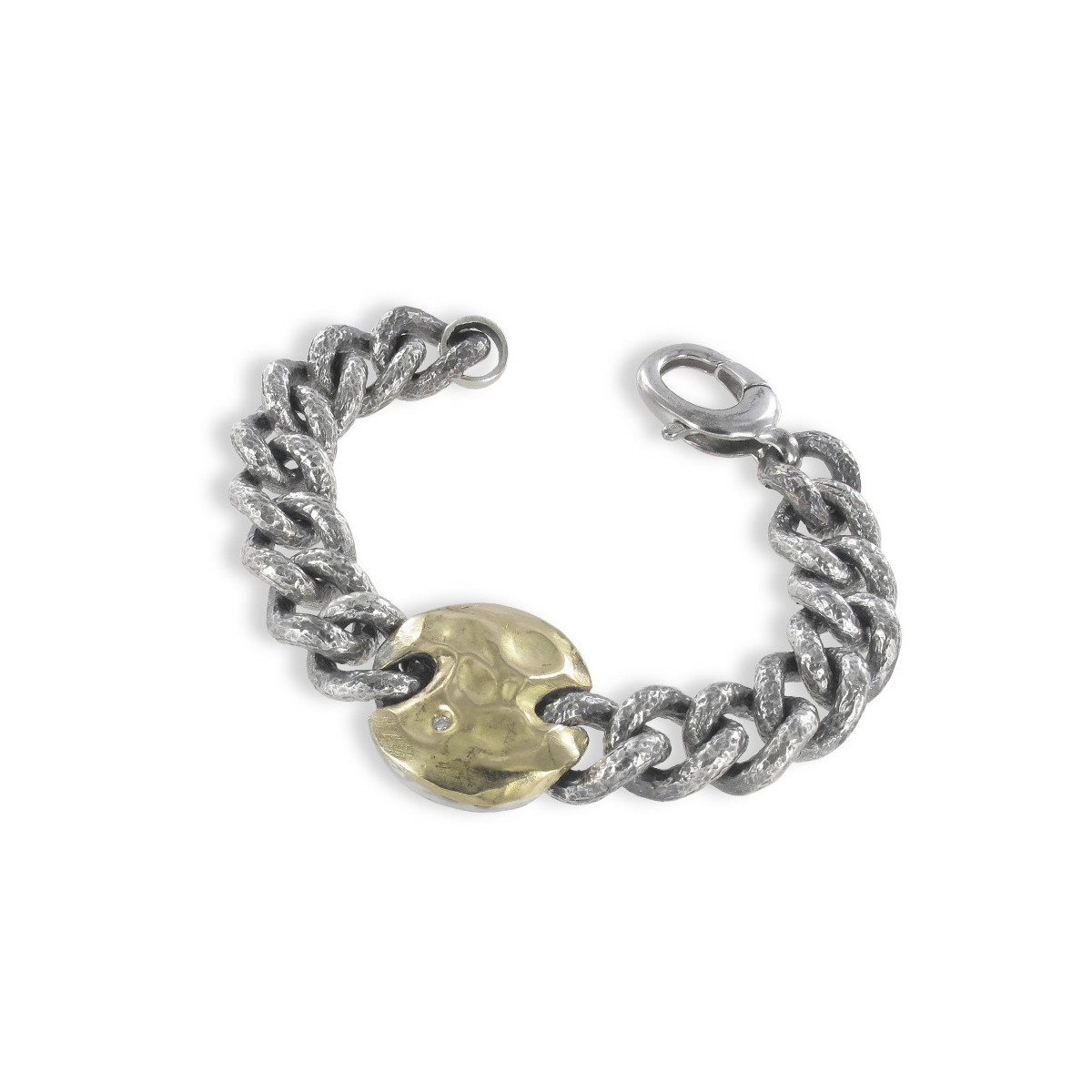 PULSERA PLATA Y ORO CON VOLUMEN