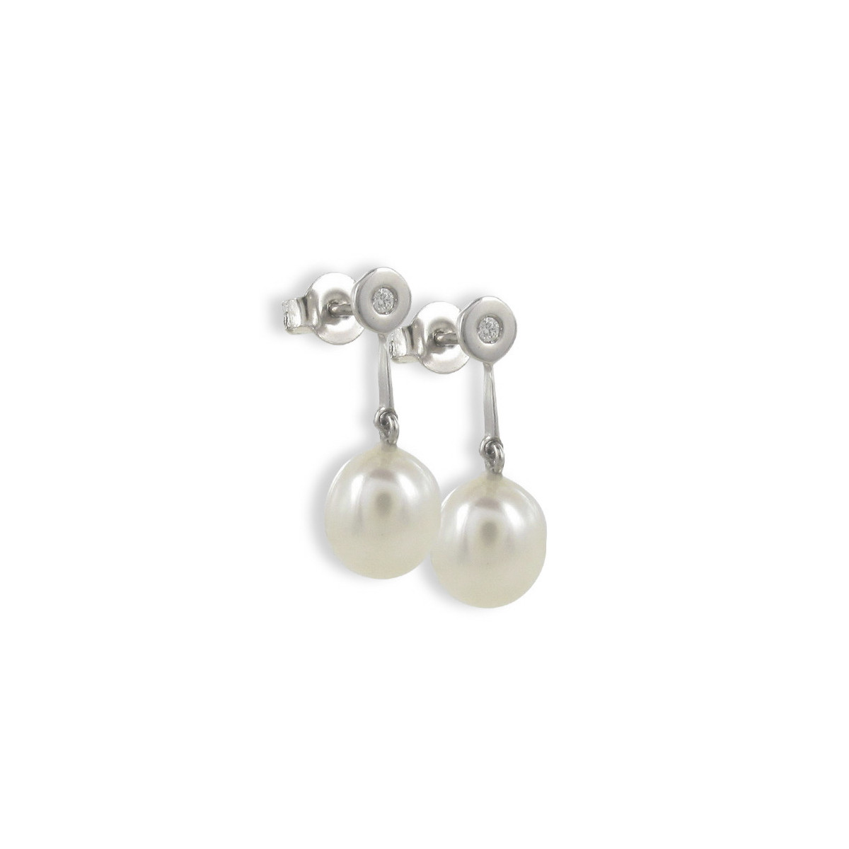 PENDIENTES ORO 2 DIAMANTES Y PERLAS