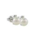 PENDIENTES ORO DIAMANTES Y PERLA 8 MM