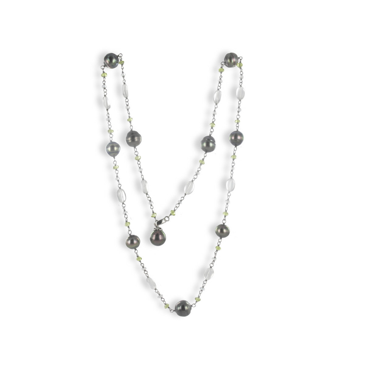 COLLAR PLATA PERLAS Y PIEDRAS NATURALES