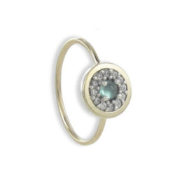 ANILLO PLATA Y ORO CON PIEDRA VERDE