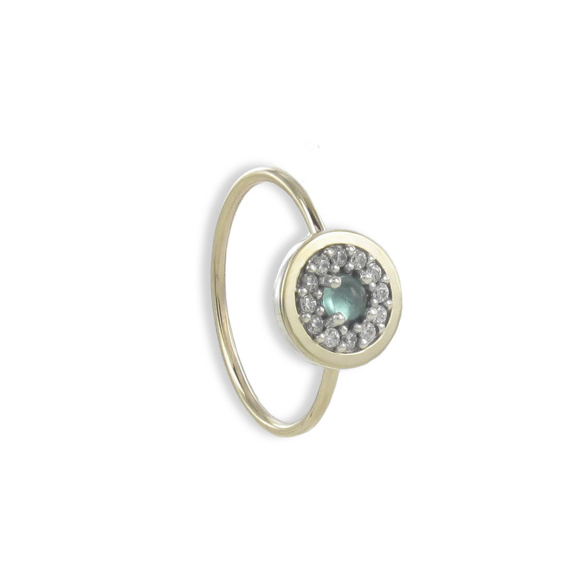 ANILLO PLATA Y ORO CON PIEDRA VERDE