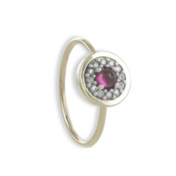 ANILLO PLATA Y ORO CON RODOLITA
