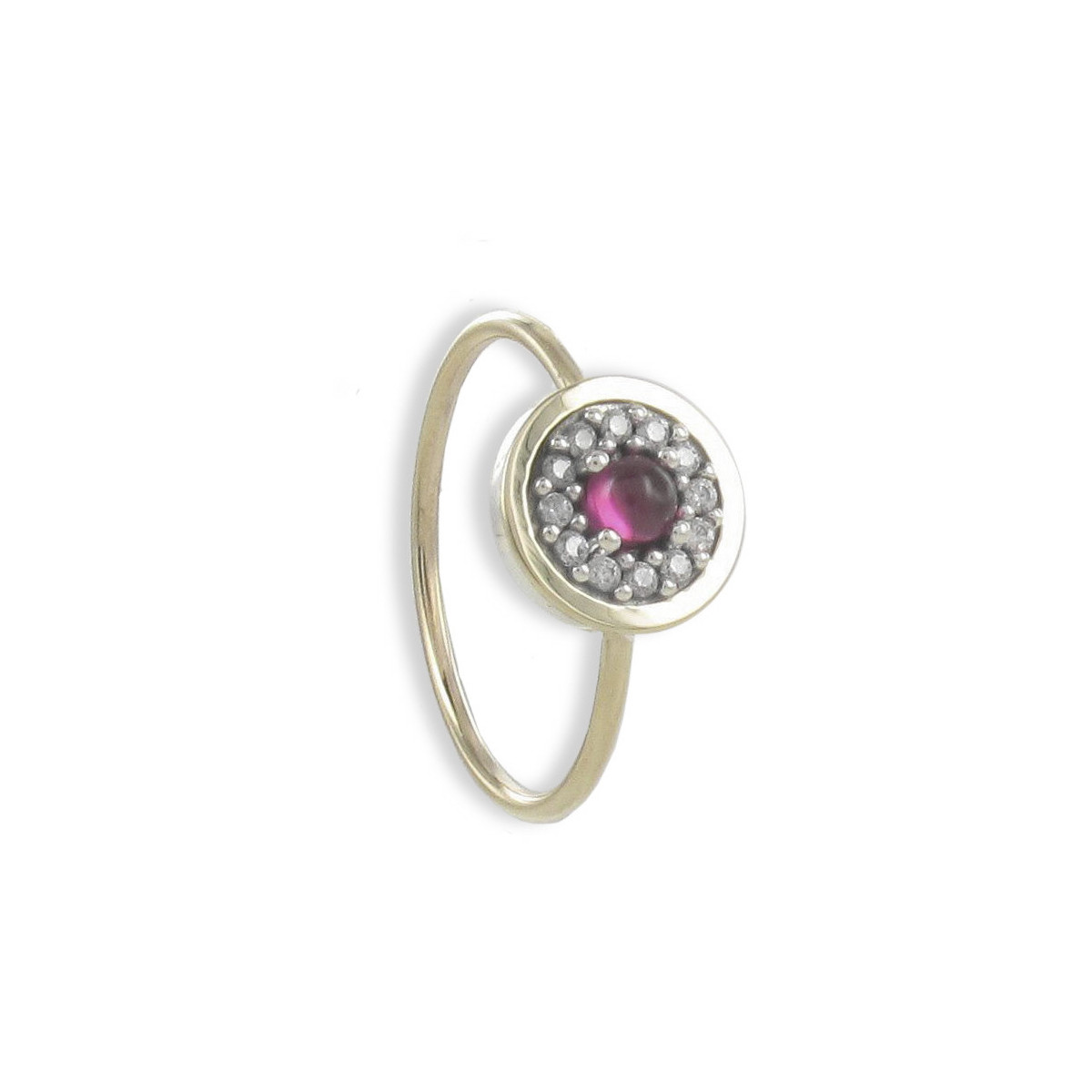 ANILLO PLATA Y ORO CON RODOLITA