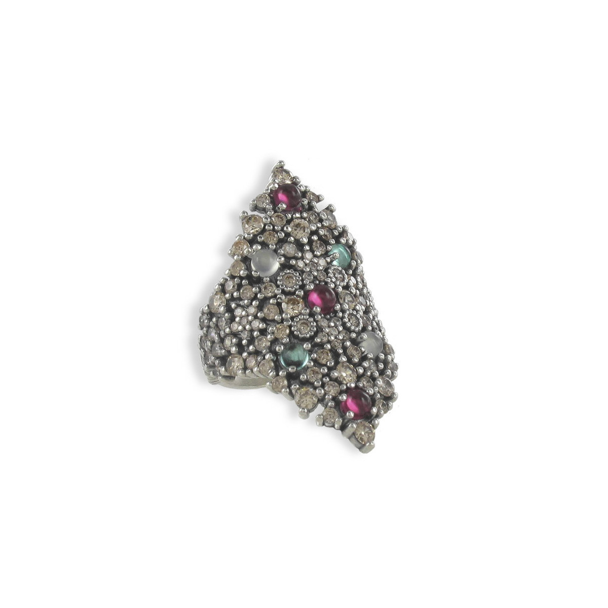 ANILLO ROMBO PIEDRAS COLOR