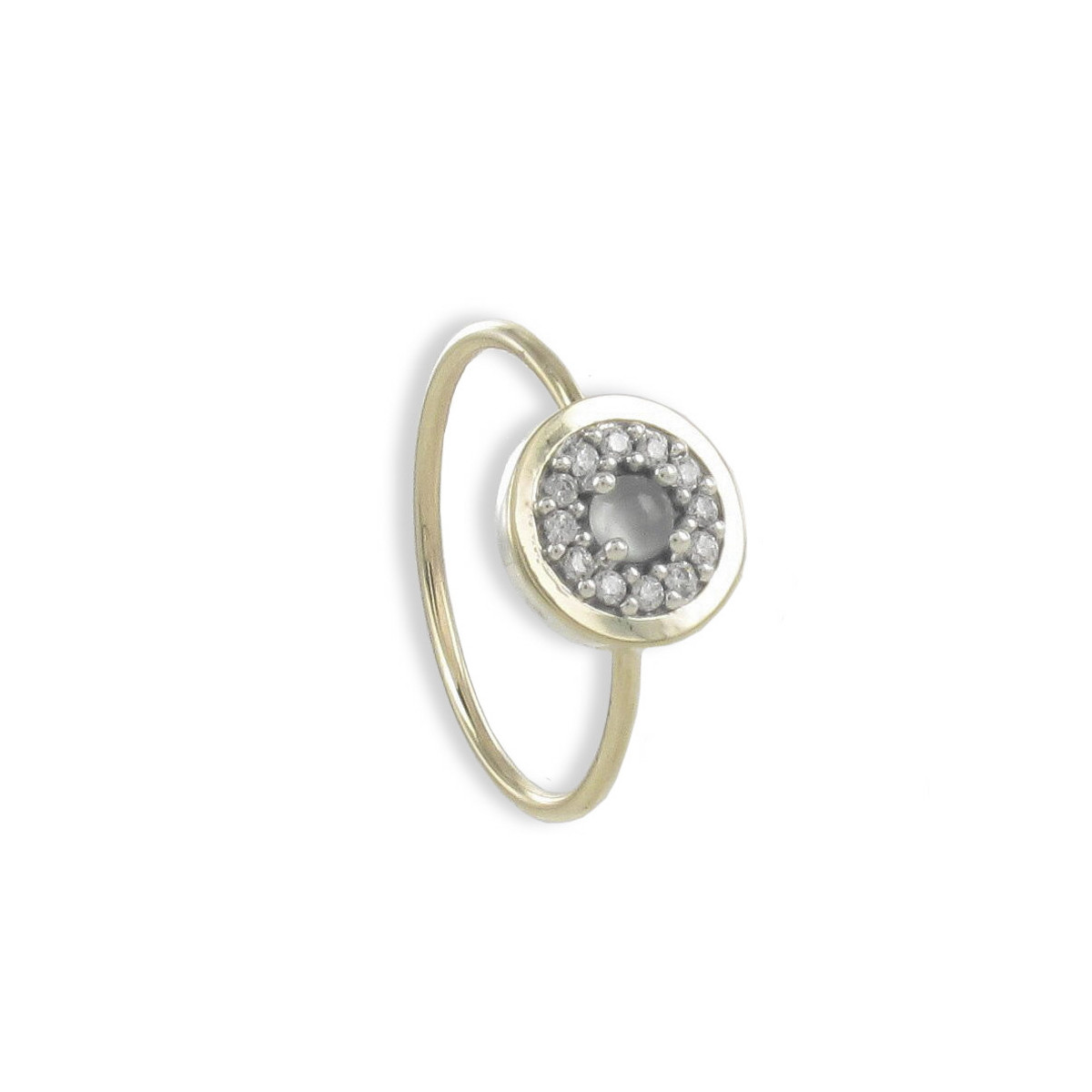 ANILLO PLATA Y ORO CON CALCEDÓNIA