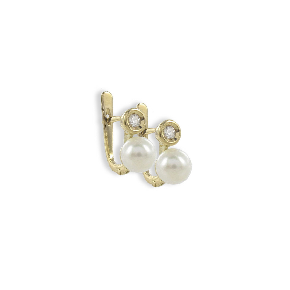 YOU AND ME EARRINGS YELLOW GOLD PEARLS 6.5 MM