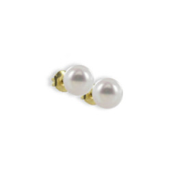 GOLD AND 8 MM PEARL EARRINGS