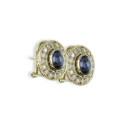 PENDIENTES ORO ROSETON ZAFIRO CABUJÓN
