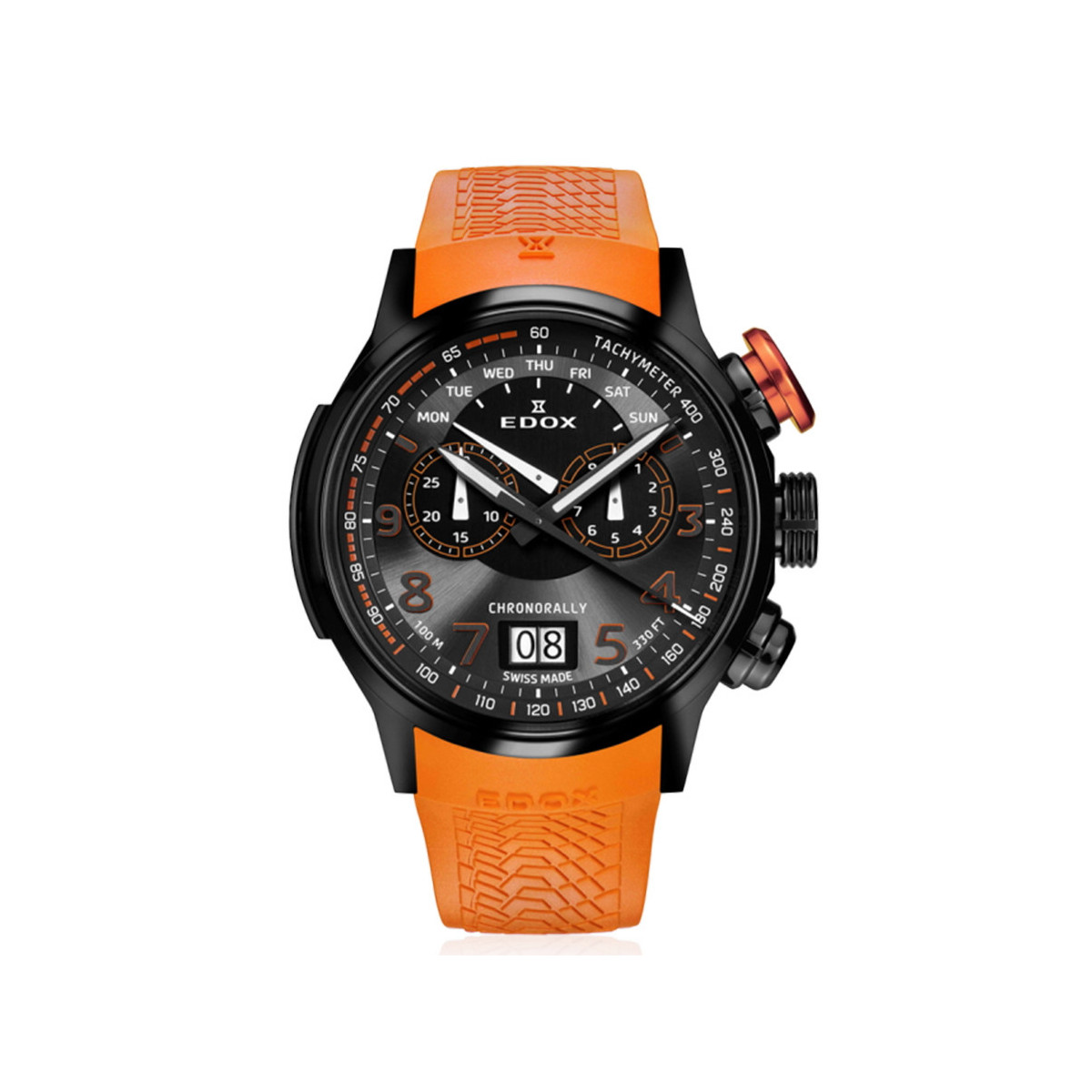 EDOX CHRONORALLY ORANGE RUBBER