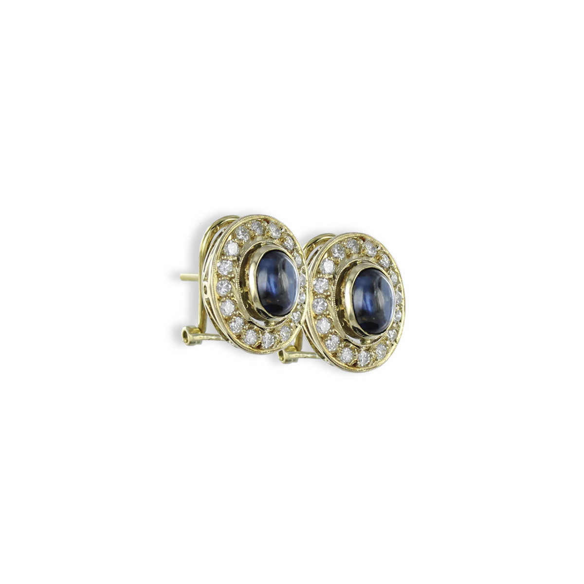 PENDIENTES ORO ROSETON ZAFIRO CABUJÓN