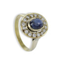 ANILLO ORO ROSETON ZAFIRO CABUJÓN