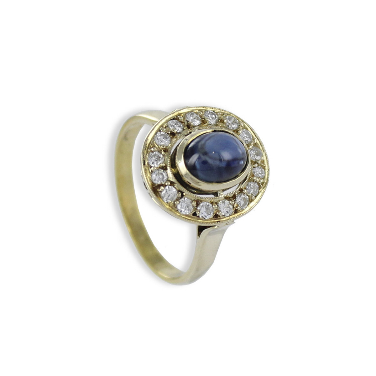 ANILLO ORO ROSETON ZAFIRO CABUJÓN