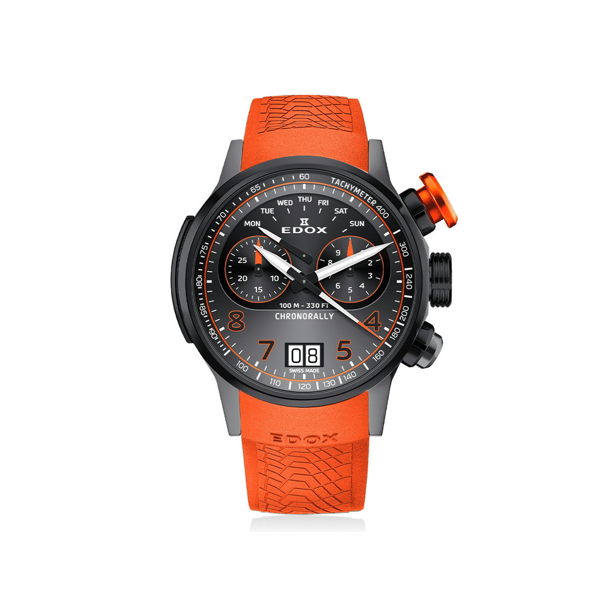 EDOX CHRONORALLY CAUCHO NARANJA 45 MM