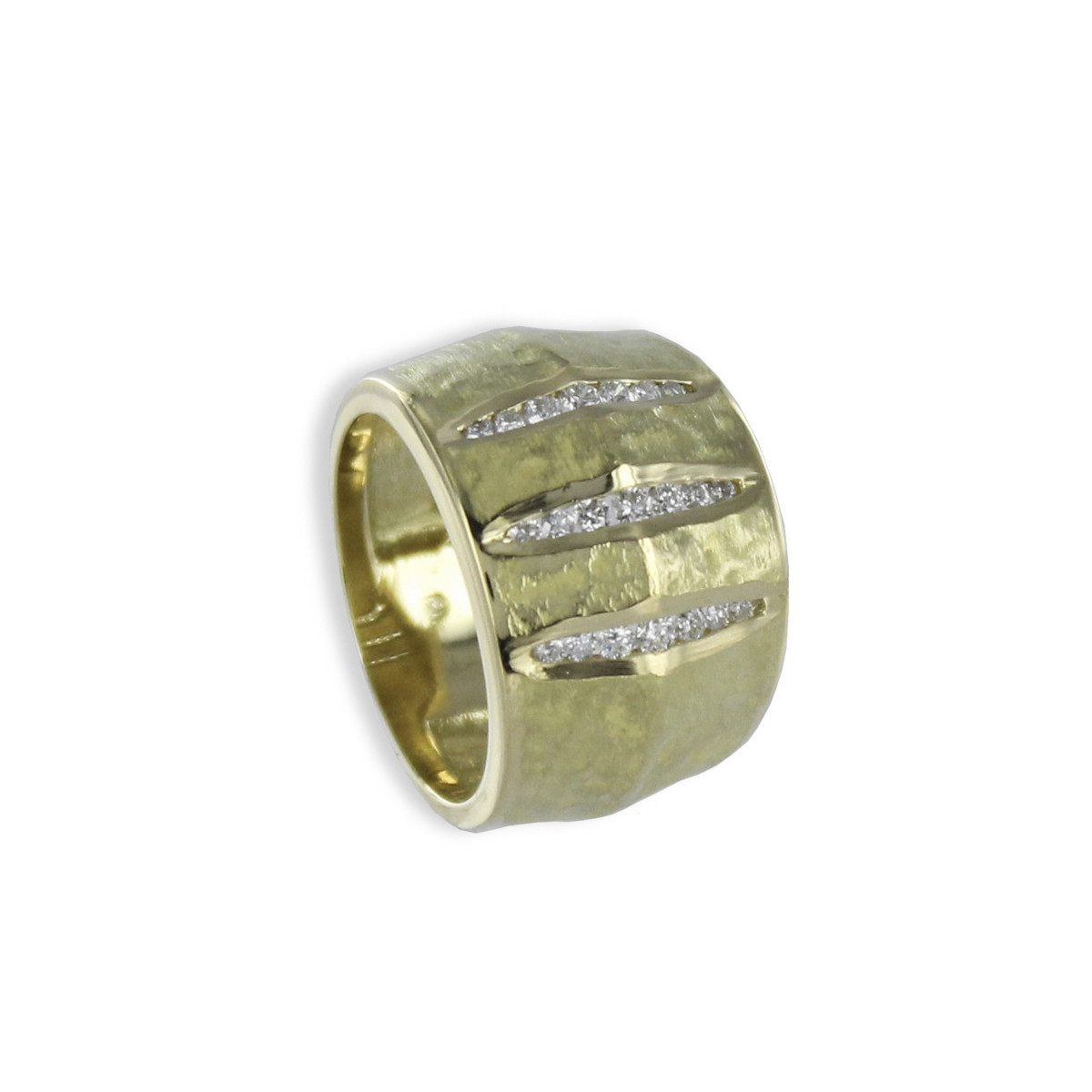 ANELL OR 18 KILATES AMPLE AMB DIAMANTS