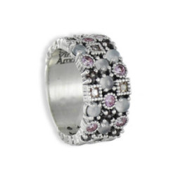 ANILLO PLATA CON PIEDRAS ROSAS
