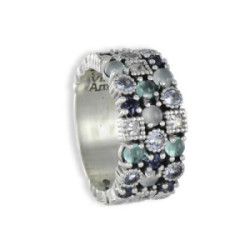 ANILLO PLATA CON PIEDRAS VERDES