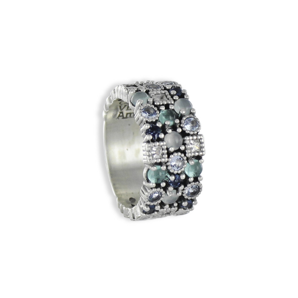 ANILLO PLATA CON PIEDRAS VERDES