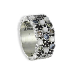 ANILLO PLATA CON NÁCAR Y PIEDRAS DE COLORES