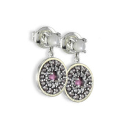 PENDIENTES PLATA Y ORO COLGANTE REDONDO