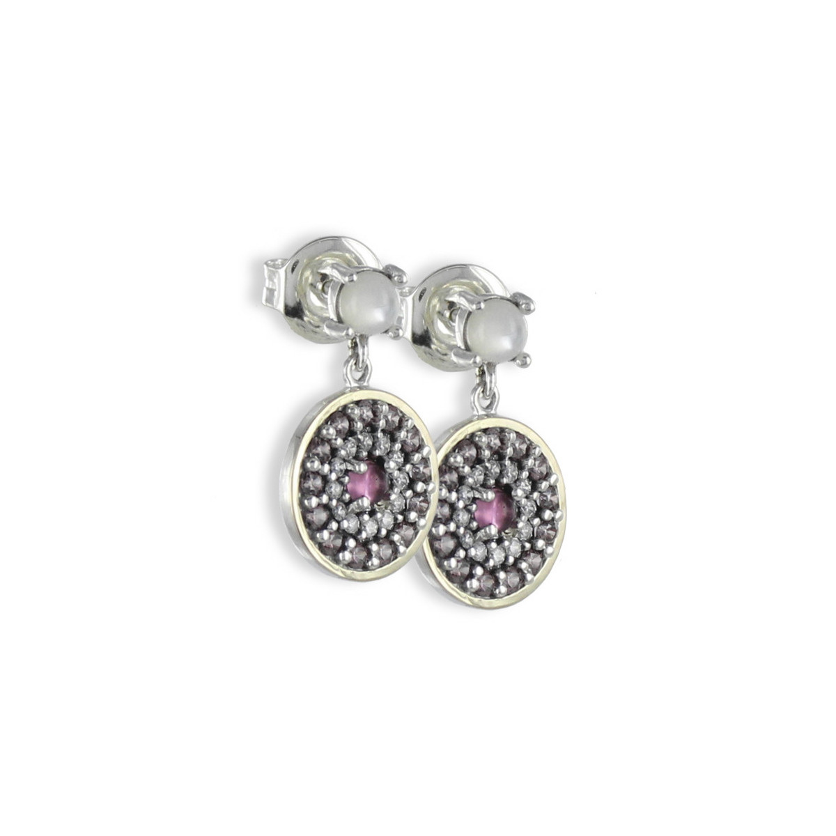 PENDIENTES PLATA Y ORO COLGANTE REDONDO