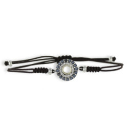 PULSERA MACRAMÉ ARO CON PIEDRAS AZULES