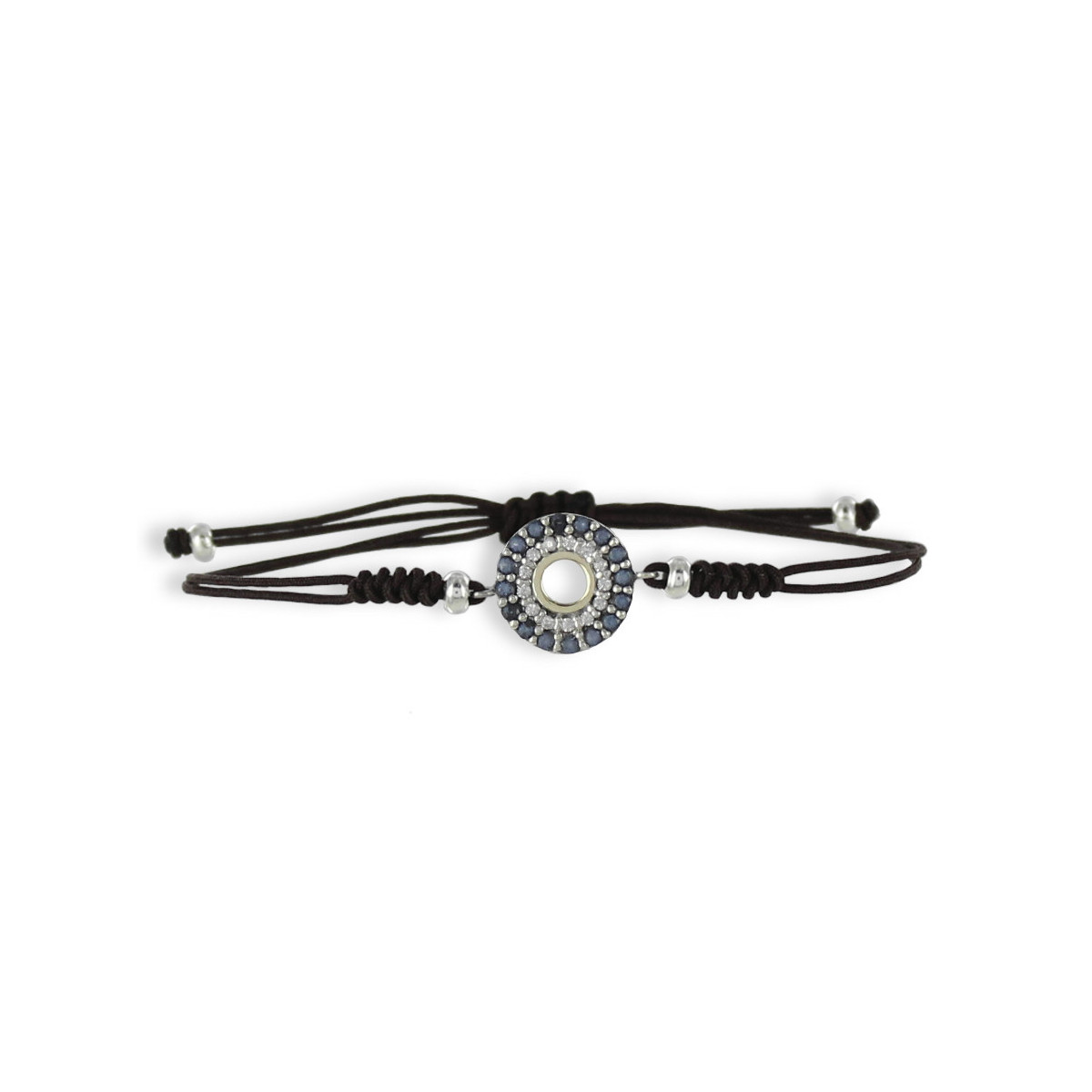 PULSERA MACRAMÉ ARO CON PIEDRAS AZULES