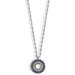 COLLAR PLATA Y ORO CON PIEDRAS AZULES