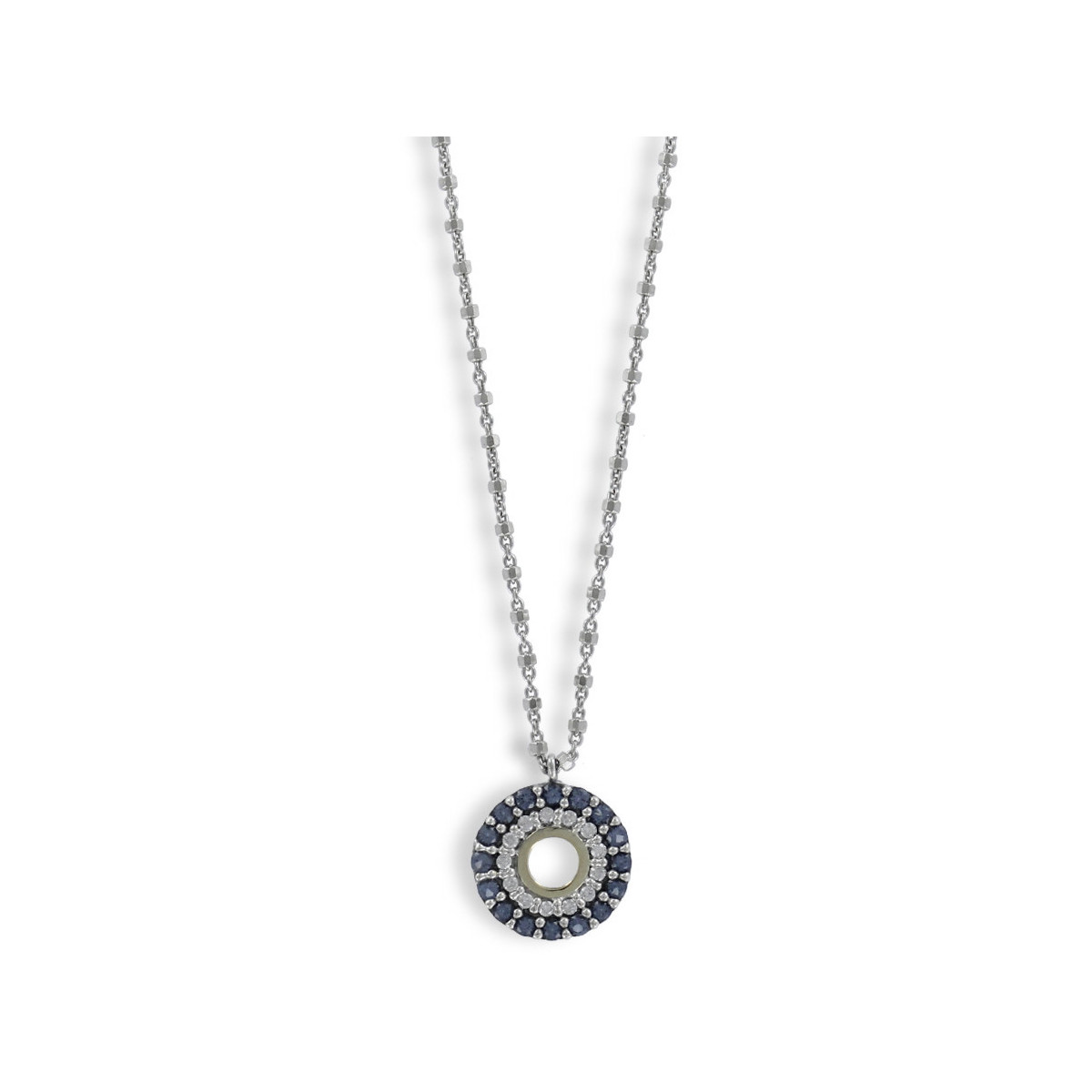 COLLAR PLATA Y ORO CON PIEDRAS AZULES