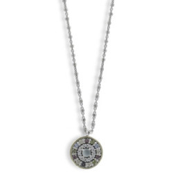 COLLAR PLATA Y COLGANTE REDONDO BISEL ORO