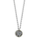 COLLAR PLATA Y COLGANTE REDONDO BISEL ORO