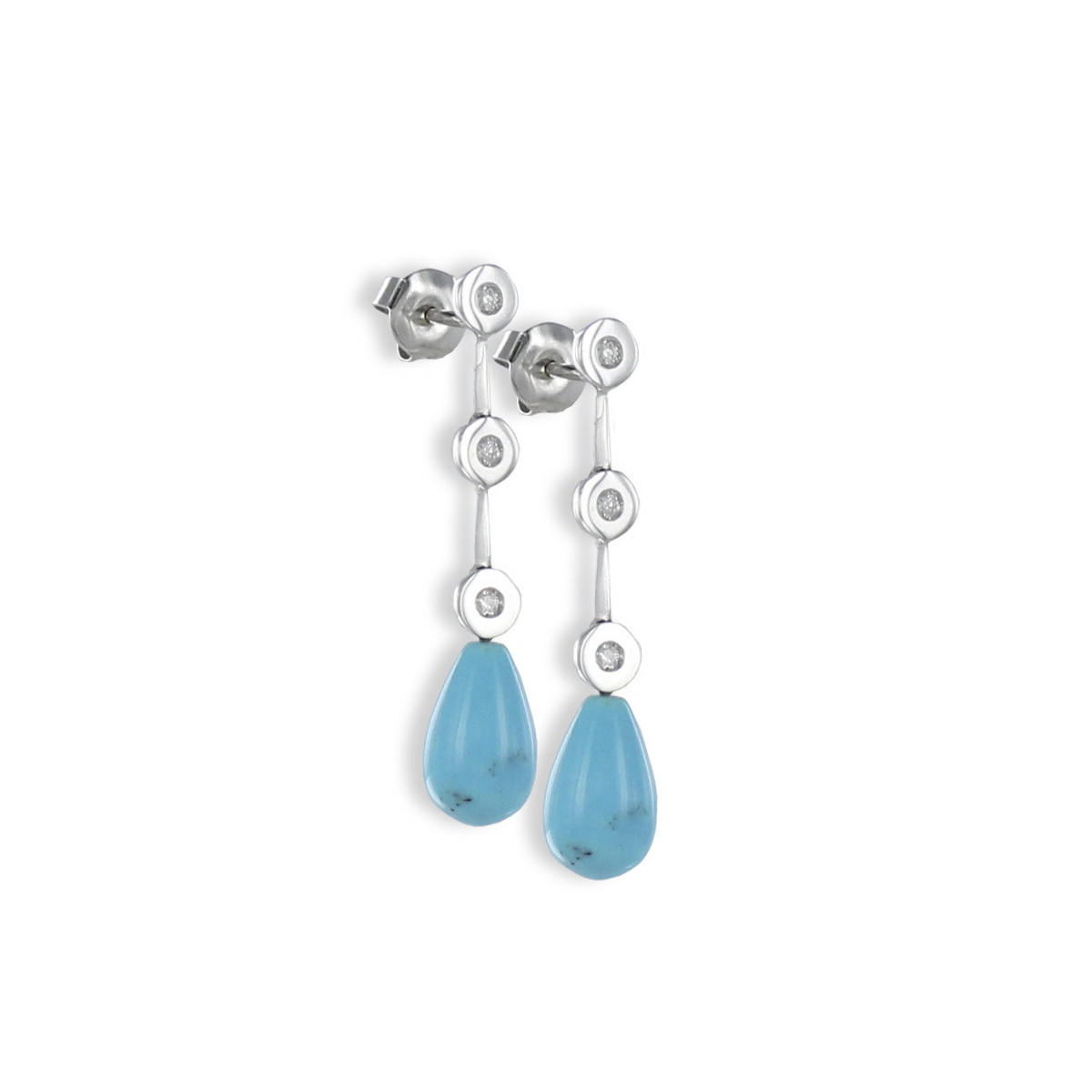 PENDIENTES ORO DIAMANTES Y TURQUESAS