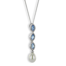 GARGANTILLA ORO TOPACIO DIAMANTES Y PERLA