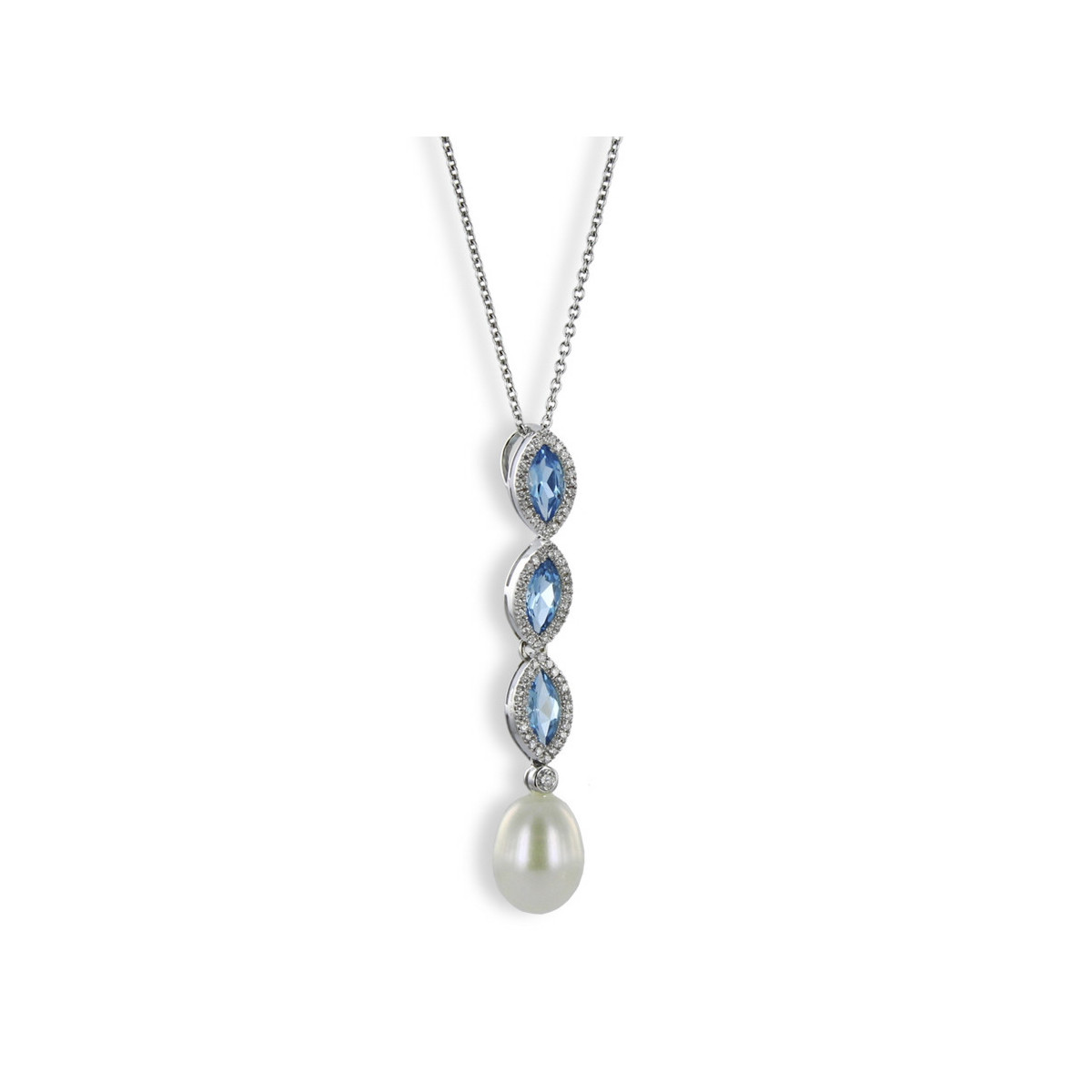 COLLARET OR BLANC TOPAZI  DIAMANTS I PERLA
