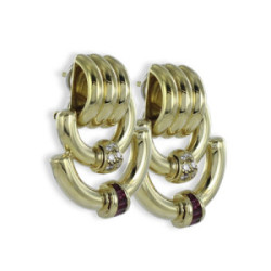 PENDIENTES VOLUMEN CON DIAMANTES Y RUBIS