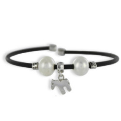 PULSERA CAUCHO Y PLATA PERLAS