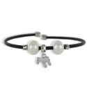 PULSERA CAUCHO Y PLATA PERLAS