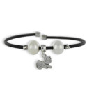 RUBBER BRACELET WITH SILVER AND PEARLS