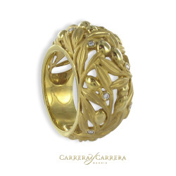 ANILLO RAMAS OLIVO ORO CON DIAMANTES