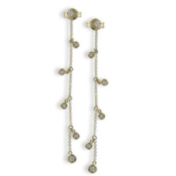 PENDIENTES LARGOS CADENITA ORO Y DIAMANTES