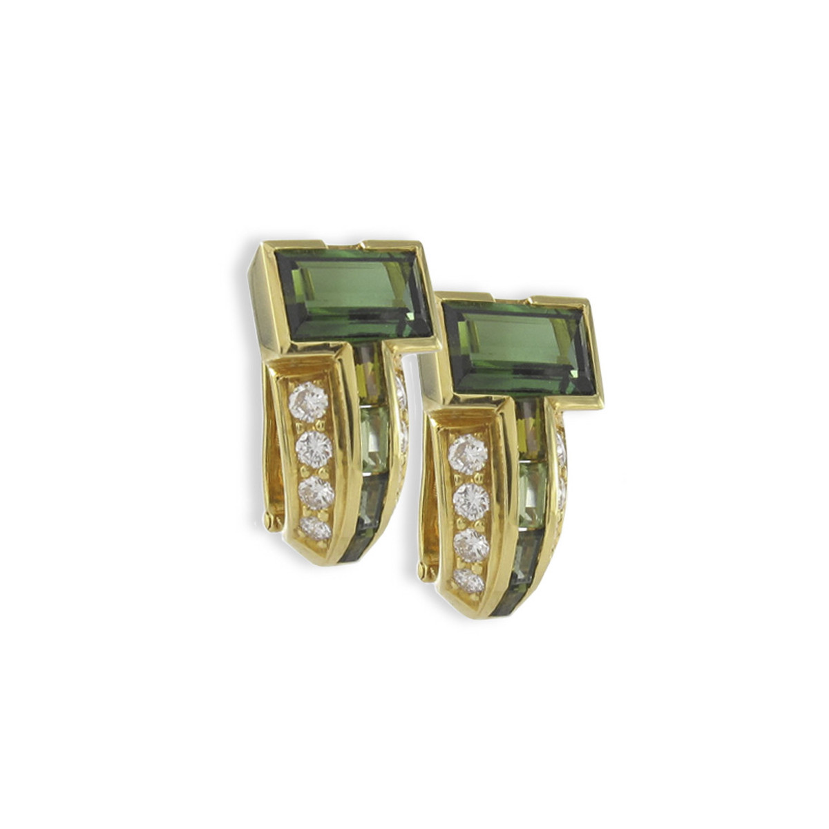 PENDIENTES ORO CON TURMALINAS VERDES
