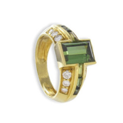 ANILLO ORO CON TURMALINA VERDE