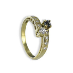 ANILLO ORO CON ZAFIRO Y DIAMANTES
