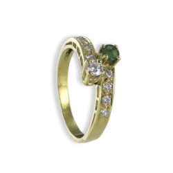 ANILLO ORO CON ESMERALDA Y DIAMANTES